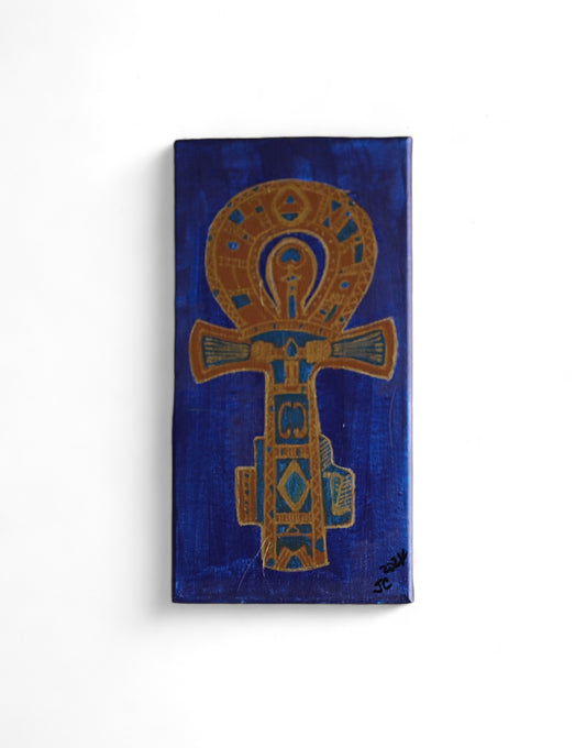 The Ankh on royal blue surface