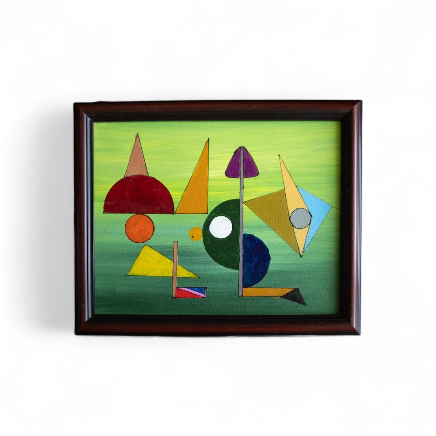 Multicolor ½ circles and triangles (brown frame)