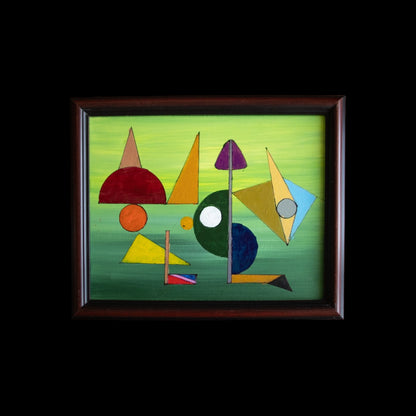 Multicolor ½ circles and triangles (brown frame)